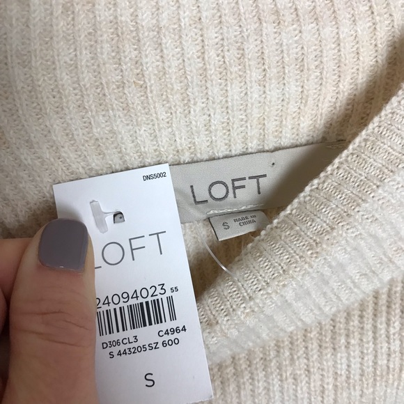 LOFT Striped Mock Neck Oversized Sweater - Picture 6 of 7